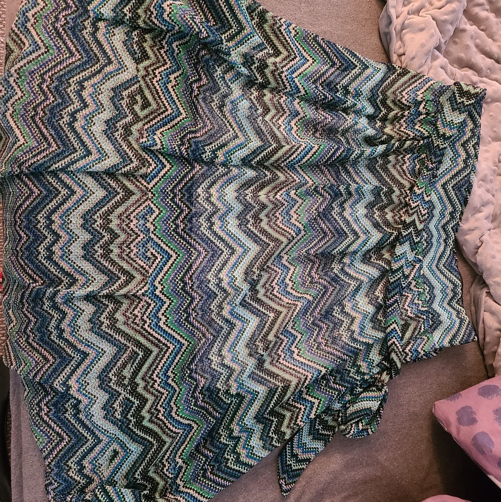 Green high low skirt